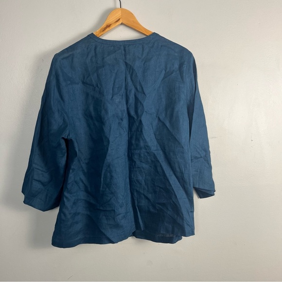 Seasalt Women's Top - teal Wild Fennel Button Through Linen Regular size 12 - Picture 10 of 10
